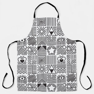 Seamless pattern with abstract line art mosaic in apron