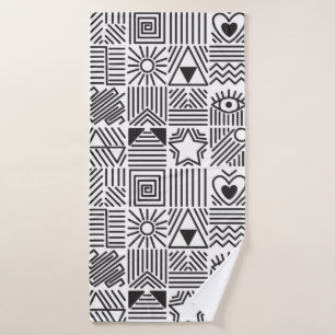 Seamless pattern with abstract line art mosaic in bath towel
