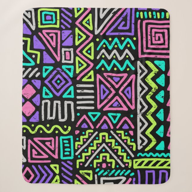  seamless pattern with abstract lines. geometric a sherpa blanket (Front)