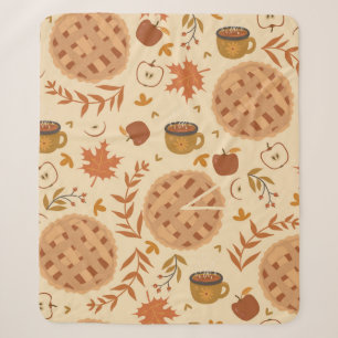 Seamless pattern with apple pie, apples and mugs. sherpa blanket