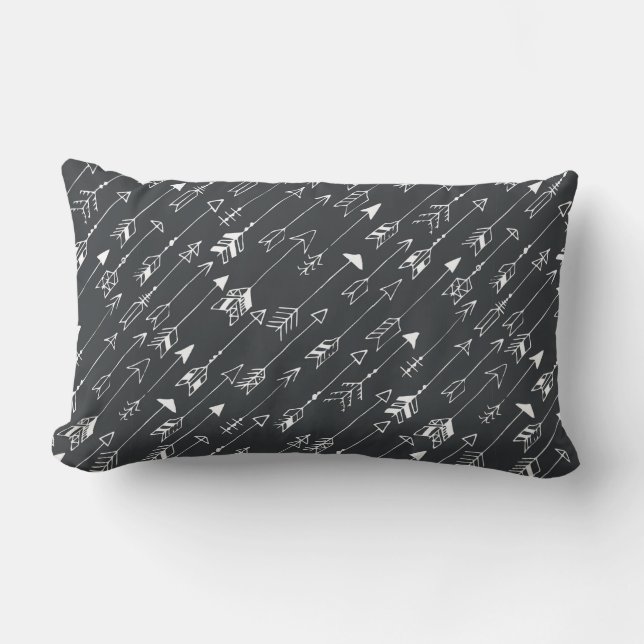 Seamless pattern with arrows on a black background lumbar cushion (Front)