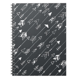 Seamless pattern with arrows on a black background notebook