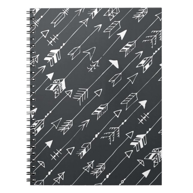 Seamless pattern with arrows on a black background notebook (Front)