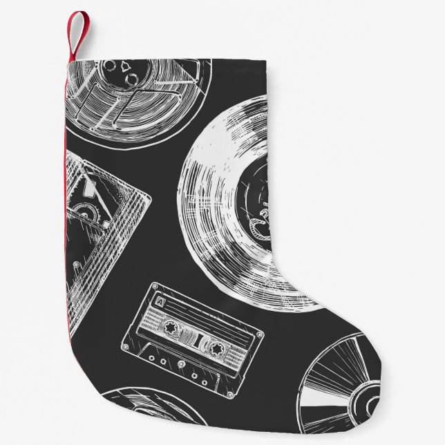 Seamless pattern with Audio and video carriers. Vi Small Christmas Stocking (Front)
