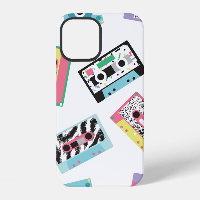 Seamless pattern with audio tapes in retro 80s sty iPhone case (Back)