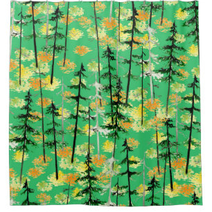 Seamless pattern with autumn forest shower curtain