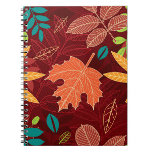 Seamless pattern with autumn leaves notebook