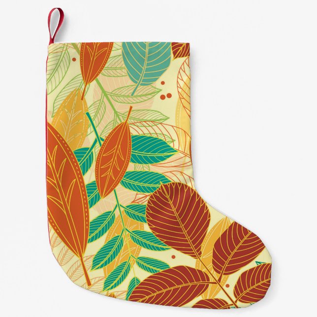 Seamless pattern with autumn leaves  small christmas stocking (Front)
