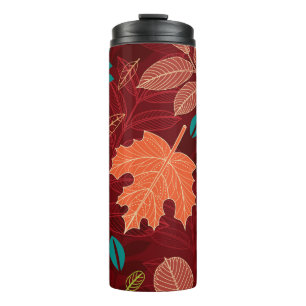 Seamless pattern with autumn leaves thermal tumbler