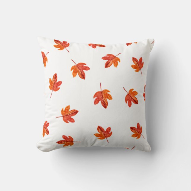 Seamless pattern with autumn leaves. Watercolor ha Cushion (Front)