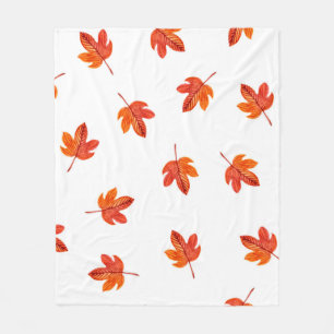 Seamless pattern with autumn leaves. Watercolor ha Fleece Blanket