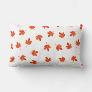 Seamless pattern with autumn leaves. Watercolor ha Lumbar Cushion