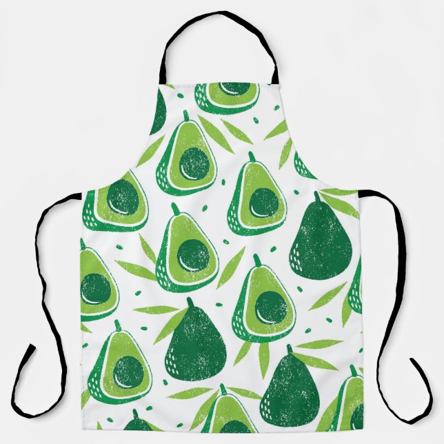 Seamless pattern with avocados. Stamp textured. vi Apron (Front)
