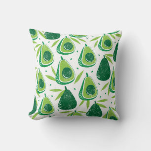 Seamless pattern with avocados. Stamp textured. vi Cushion