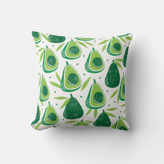 Seamless pattern with avocados. Stamp textured. vi Cushion (Front)