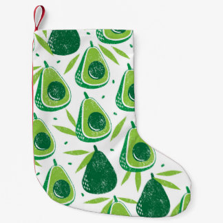 Seamless pattern with avocados. Stamp textured. vi Small Christmas Stocking