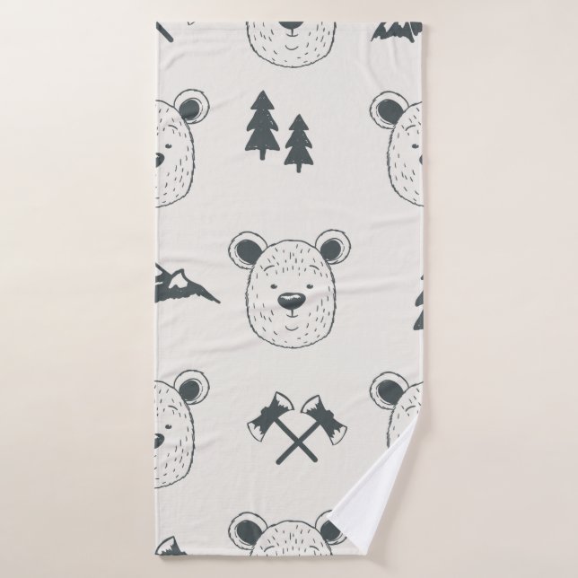 Seamless pattern with bear headspattern, bear, mou bath towel (Bath Towel)