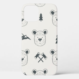 Seamless pattern with bear headspattern, bear, mou iPhone 12 case