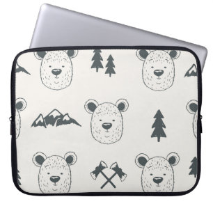 Seamless pattern with bear headspattern, bear, mou laptop sleeve