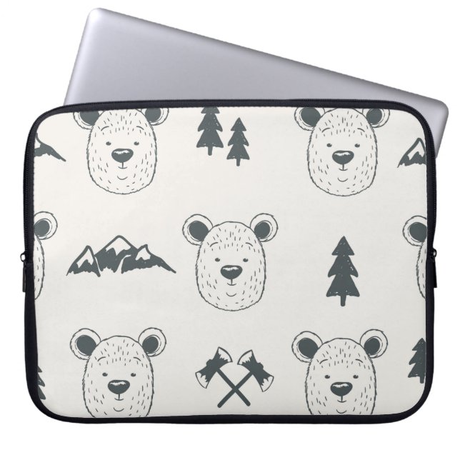 Seamless pattern with bear headspattern, bear, mou laptop sleeve (Front)