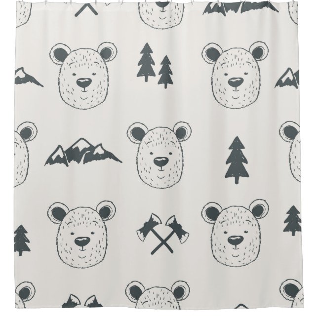 Seamless pattern with bear headspattern, bear, mou shower curtain (Front)