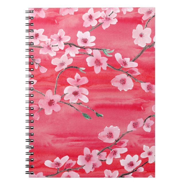 Seamless pattern with Beautiful Cherry blossom flo Notebook (Front)