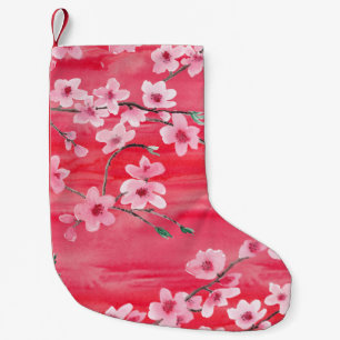 Seamless pattern with Beautiful Cherry blossom flo Small Christmas Stocking