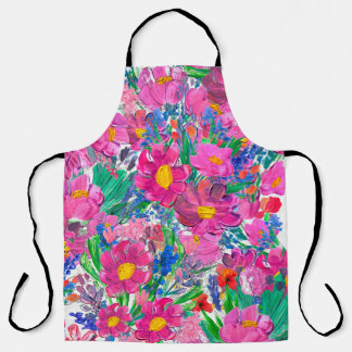 Seamless pattern with Beautiful flowers. Watercolo Apron