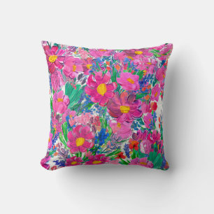 Seamless pattern with Beautiful flowers. Watercolo Cushion
