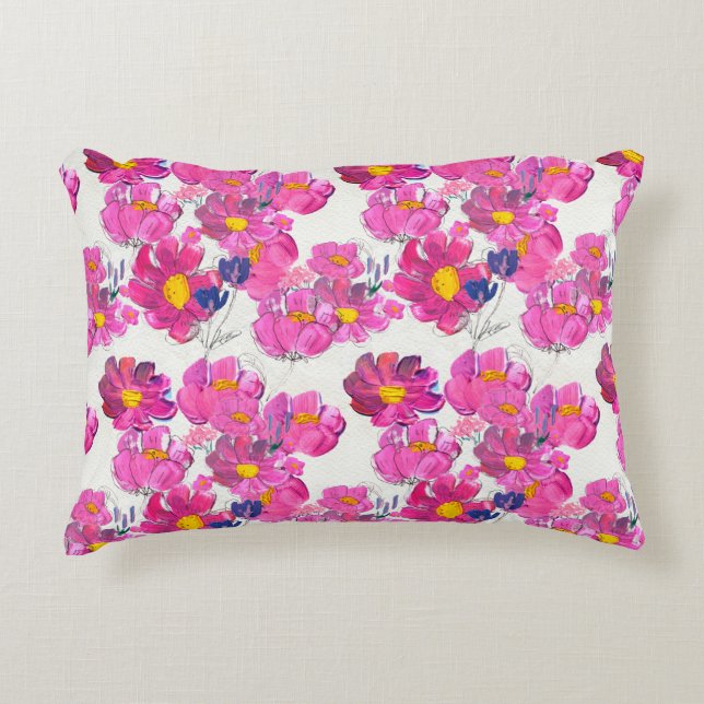 Seamless pattern with Beautiful flowers. Watercolo Decorative Cushion (Front)