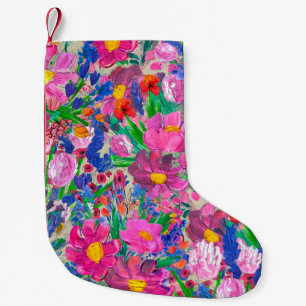 Seamless pattern with Beautiful flowers. Watercolo Small Christmas Stocking
