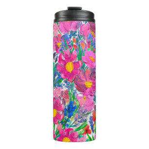 Seamless pattern with Beautiful flowers. Watercolo Thermal Tumbler