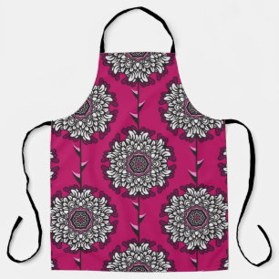 Seamless pattern with beautiful graphic flowers apron