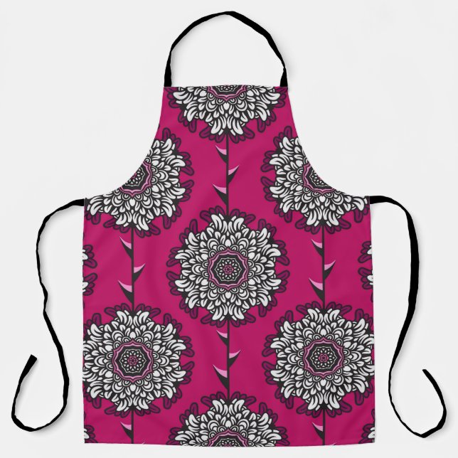 Seamless pattern with beautiful graphic flowers apron (Front)