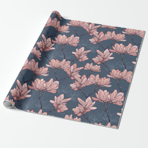 Seamless pattern with beautiful magnolia flowers i wrapping paper