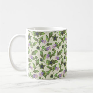 Seamless pattern with belladonna flowers. A bush w Coffee Mug