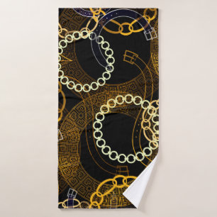 Seamless pattern with belts greek meanders chains  bath towel