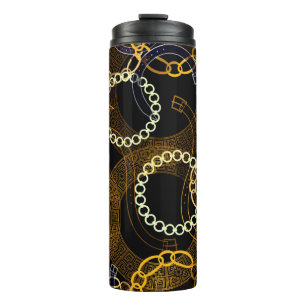 Seamless pattern with belts greek meanders chains  thermal tumbler