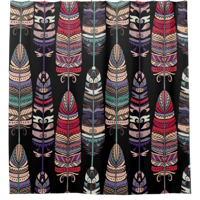 Seamless pattern with birds feathers. Tribal art a Shower Curtain (Front)