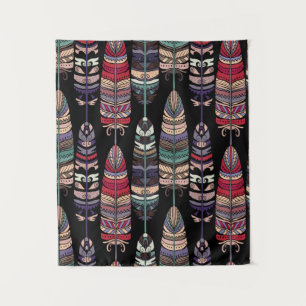 Seamless pattern with birds feathers. Tribal art a Tapestry