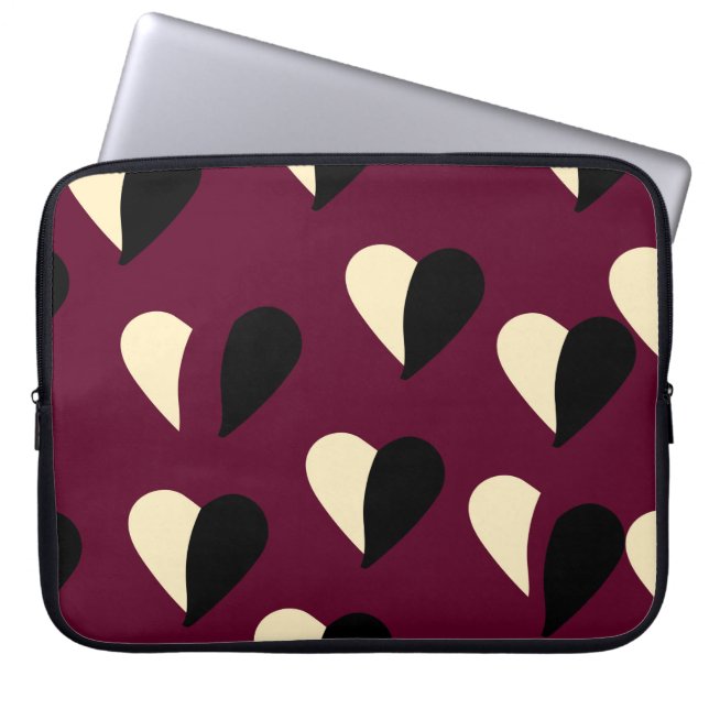 Seamless pattern with black and white heart. St Va Laptop Sleeve (Front)