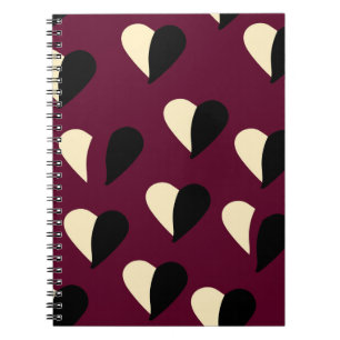 Seamless pattern with black and white heart. St Va Notebook