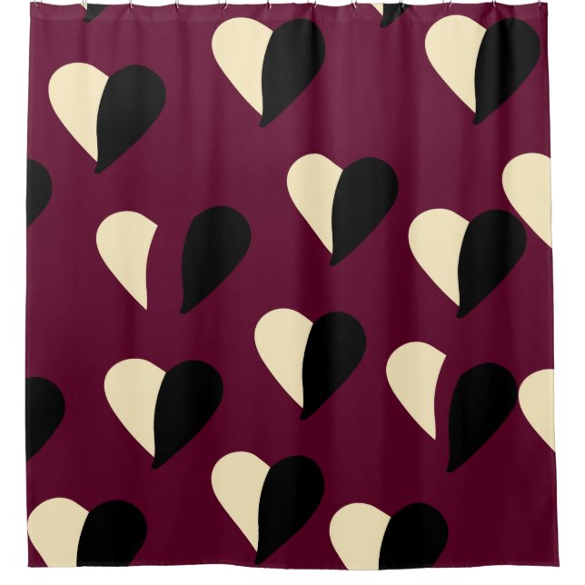Seamless pattern with black and white heart. St Va Shower Curtain (Front)