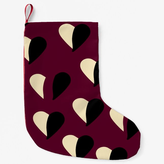 Seamless pattern with black and white heart. St Va Small Christmas Stocking (Front)
