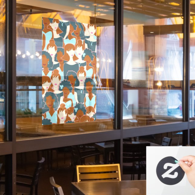 Seamless pattern with black girls and white girls (Restaurant Window)