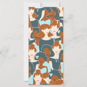 Seamless pattern with black girls and white girls