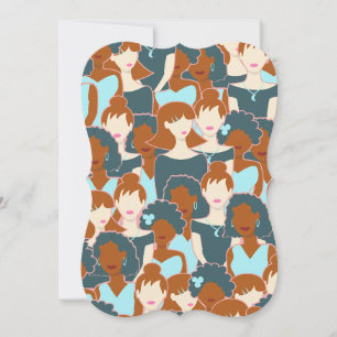 Seamless pattern with black girls and white girls