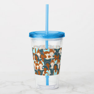 Seamless pattern with black girls and white girls acrylic tumbler