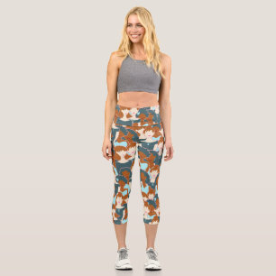 Seamless pattern with black girls and white girls capri leggings