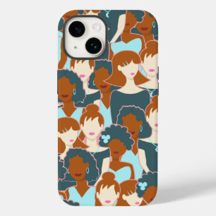 Seamless pattern with black girls and white girls Case-Mate iPhone 14 case